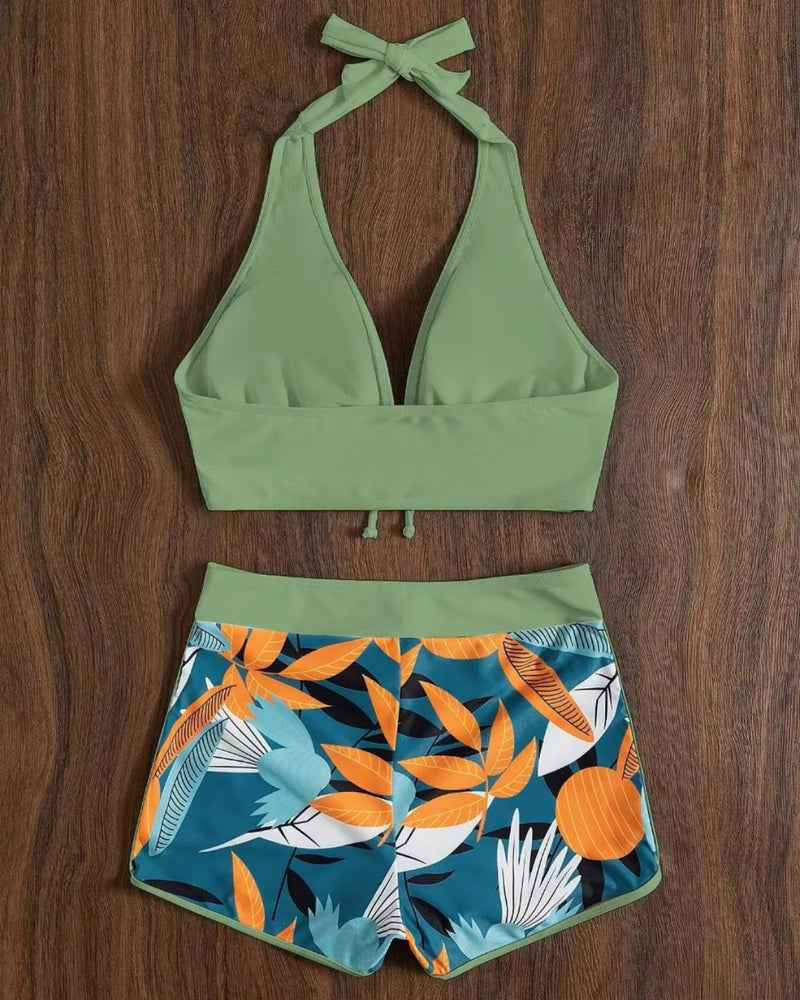 Biquíni Com Short Praia Tropical Com Amarração