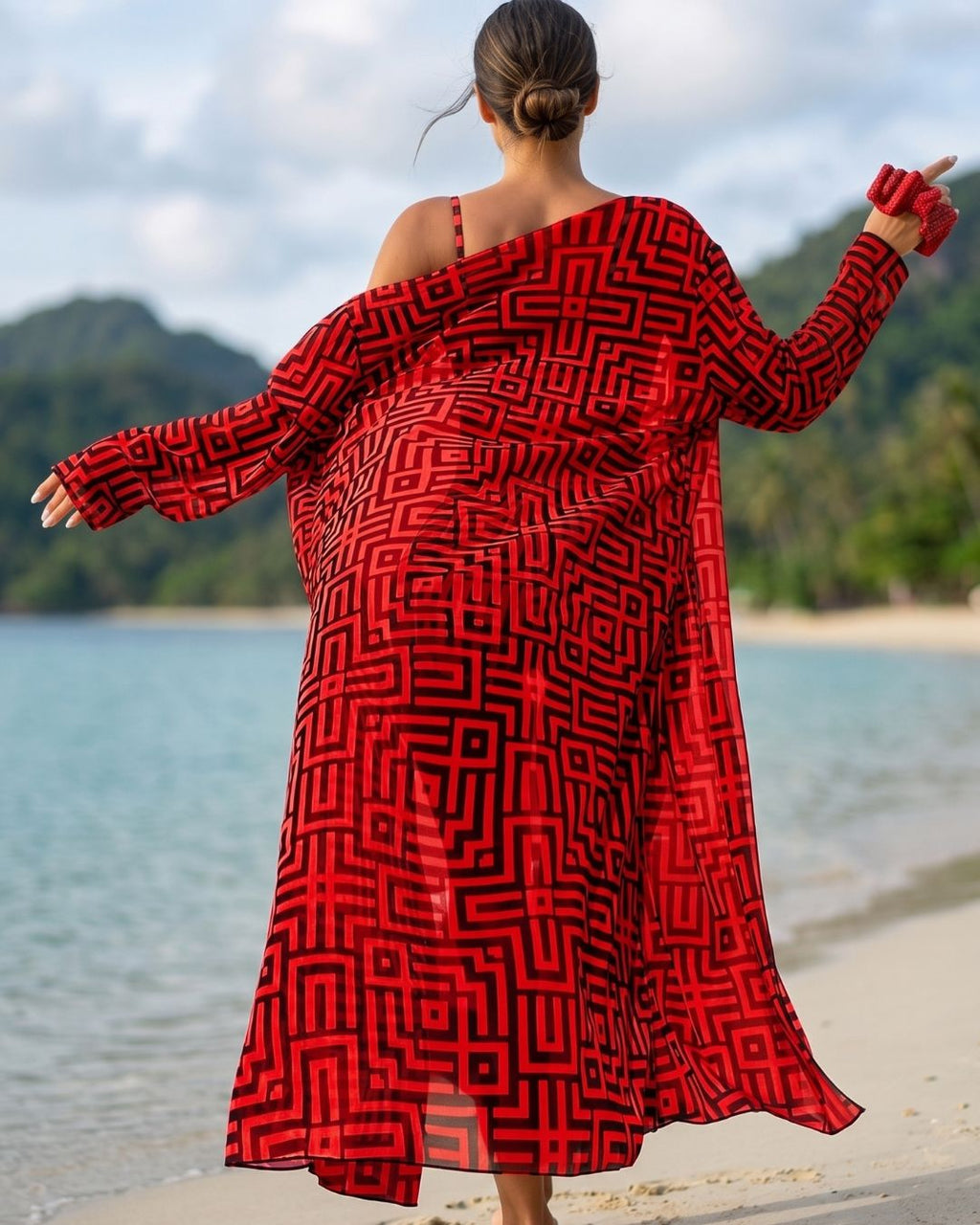 Conjunto Praia Com Short E Kimono Longo