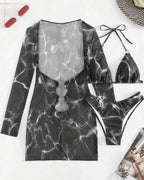 Biquíni Cortininha + Vestido Transparente E Argolas