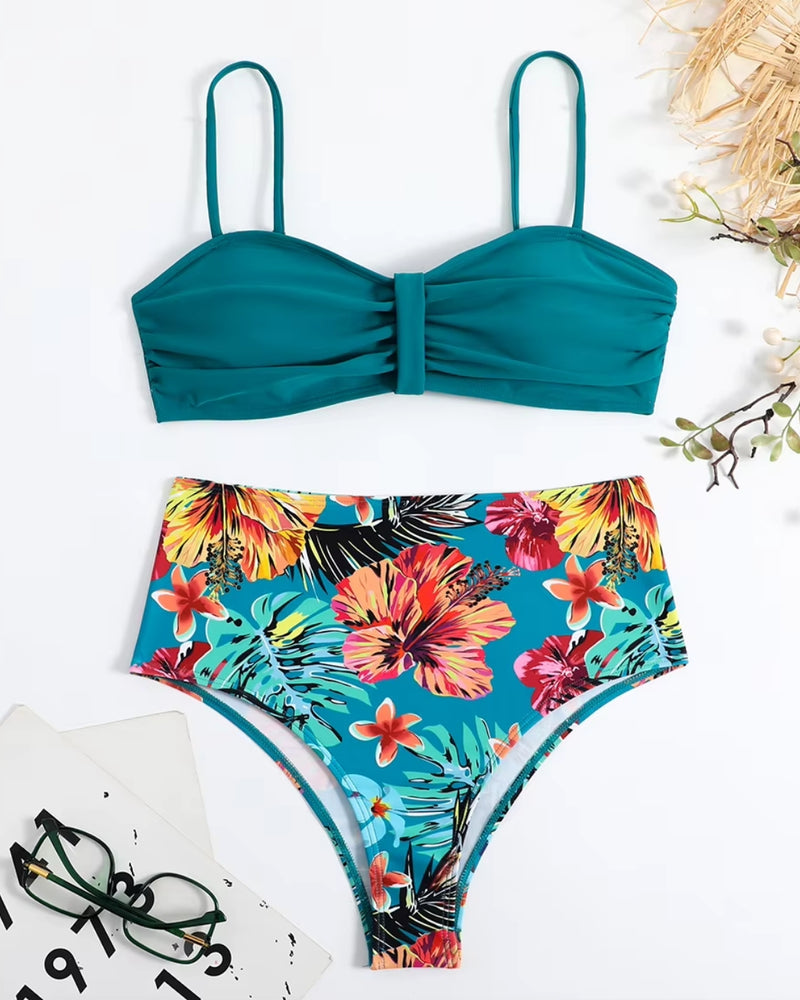 Biquíni Hot Pant Estampado Com Top Bandeau Franzido