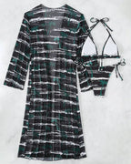 Biquíni + Saída de Praia Com Kimono Estampado Tropical