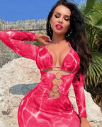 Biquíni Cortininha + Vestido Transparente E Argolas