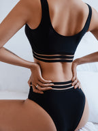 Biquíni Cintura Alta Com Recortes Em Tule E Sustentação