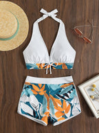 Conjunto Praia Top Frente Única Com Short Estampado