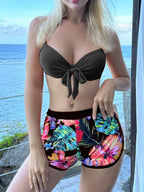 Conjunto Praia Shortinho + Saída de Praia Estampado Tropical