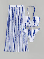 Biquíni + Saída de Praia Frente Única Estampado Resort
