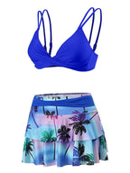 Conjunto Praia Saia Curta Com Top Transpassado Estampado