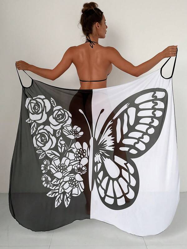 Saída De Praia Pareô Estampado Com Amarração