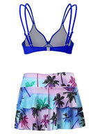 Conjunto Praia Saia Curta Com Top Transpassado Estampado