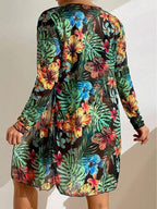 Biquíni + Saída de Praia Meia Taça Estampado Tropical