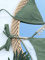 Biquíni Cortininha Com Aviamentos E Amarração Resort