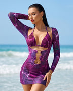 Biquíni Cortininha + Vestido Transparente E Argolas