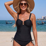 Tankini Com Bojo Franzido E Amarração Lateral