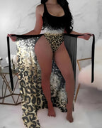 Maiô + Saída Pareô Animal Print Com Amarração Lateral