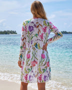 Biquíni Top Com Amarração Short + Kimono Longo