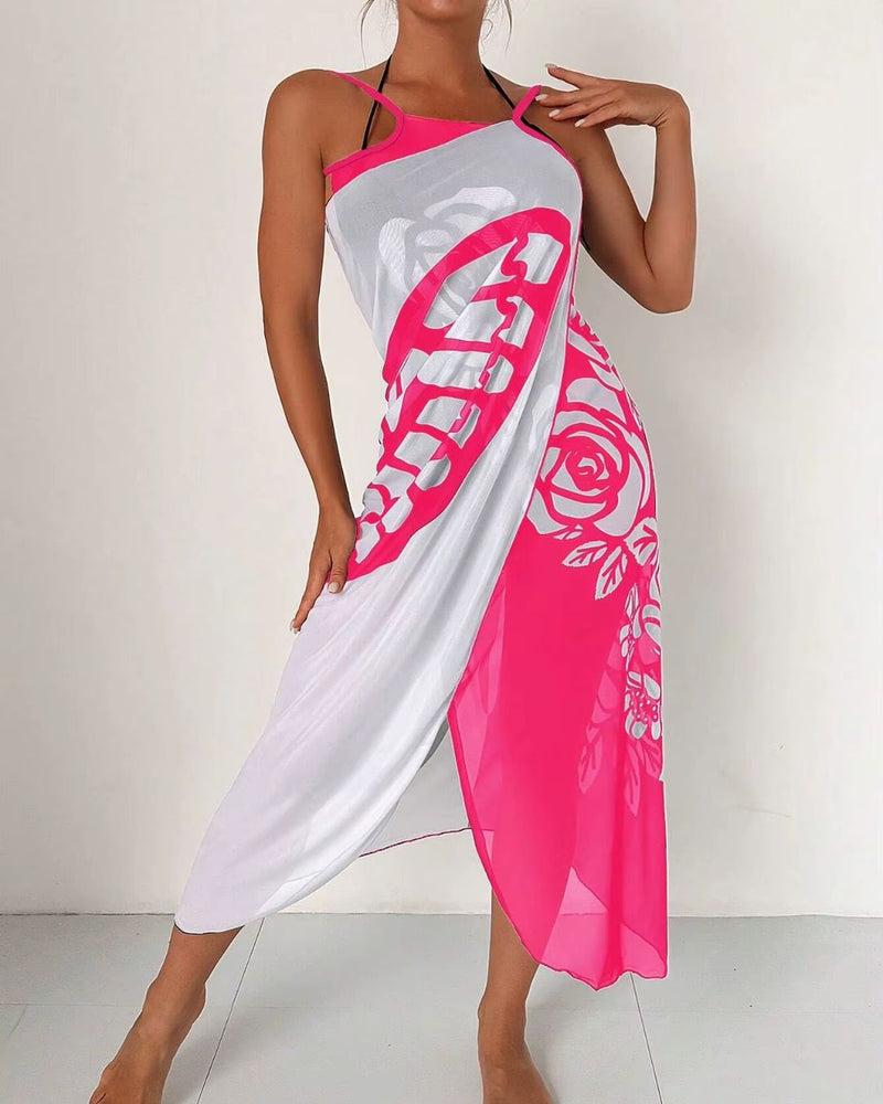 Saída de Praia Pareô Estampada Com Amarração Estilo Resort