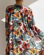 Biquíni + Saída Kimono Estampado Com Amarração e Calcinha Alta