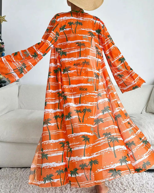 Biquíni + Saída de Praia Com Kimono Estampado Tropical
