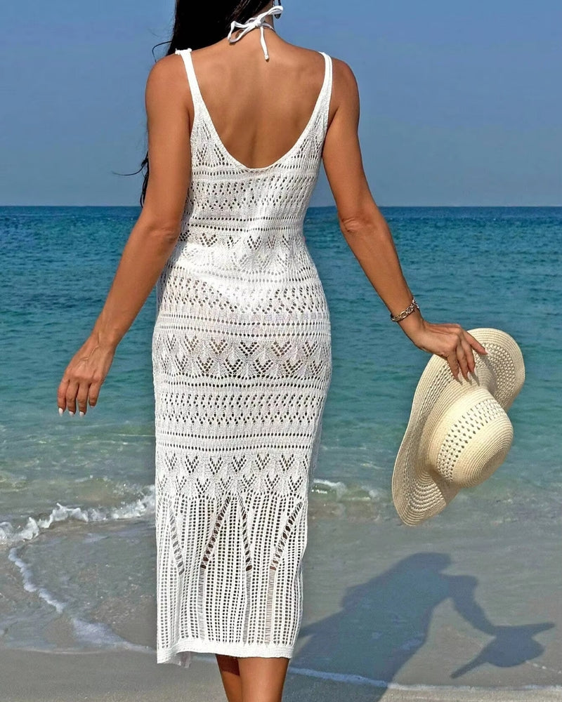 Saída de Praia Vestido Em Crochê Com Franjas Resort