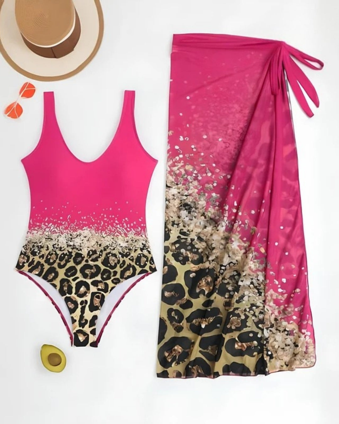 Maiô + Saída Pareô Animal Print Com Amarração Lateral