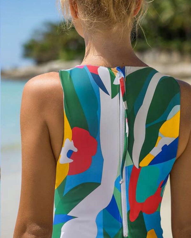 Maiô Gola Alta Estampado Com Modelagem Elegante