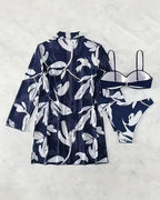 Biquíni + Saída de Praia Com Kimono Estampado Floral