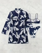 Biquíni + Saída Kimono Estampada Manga Longa