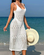 Saída de Praia Vestido Em Crochê Com Franjas Resort