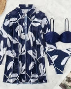 Biquíni + Saída de Praia Com Kimono Estampado Floral