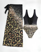 Maiô + Saída Pareô Animal Print Com Amarração Lateral