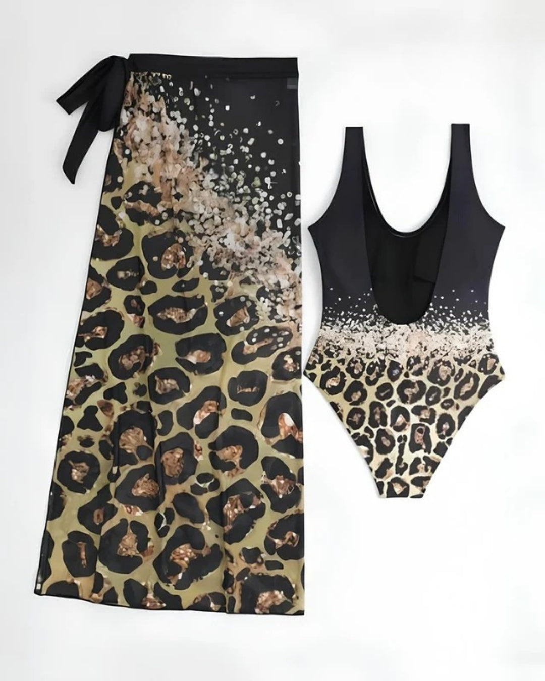 Maiô + Saída Pareô Animal Print Com Amarração Lateral