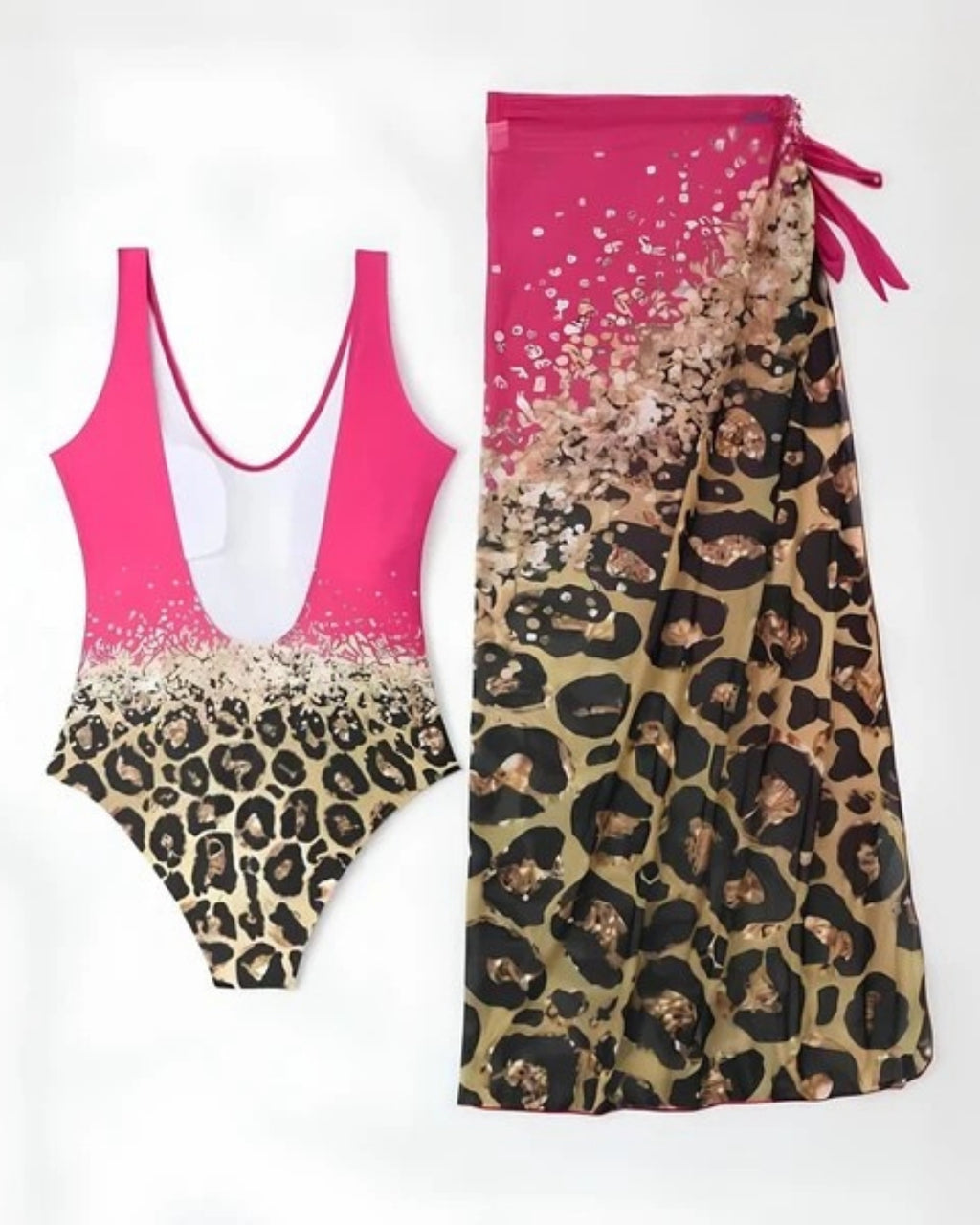 Maiô + Saída Pareô Animal Print Com Amarração Lateral