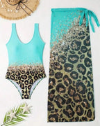 Maiô + Saída Pareô Animal Print Com Amarração Lateral
