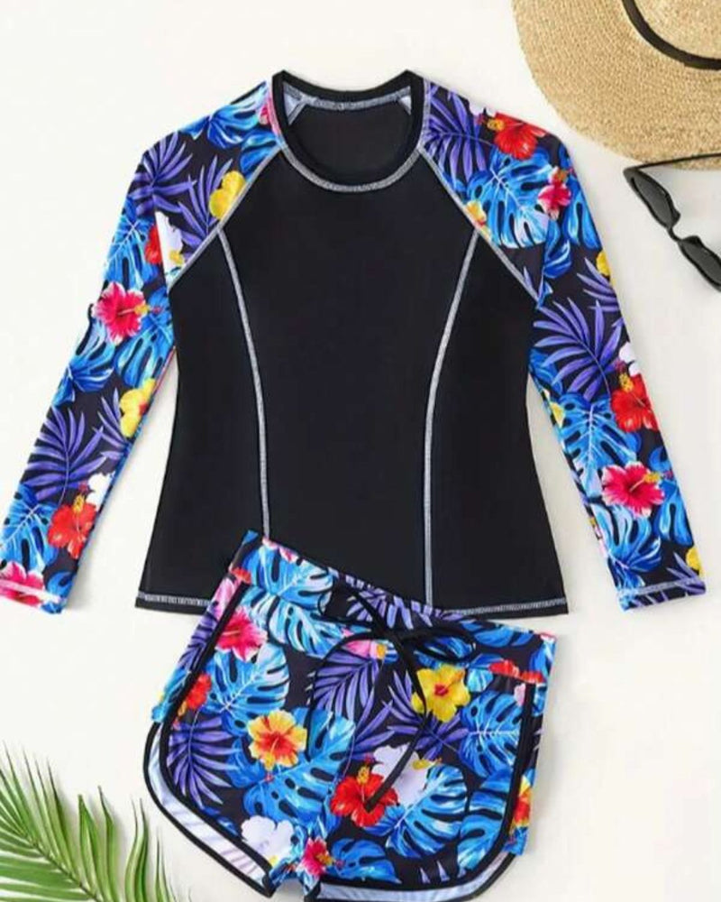 Conjunto Praia Shortinho Estampado Tropical