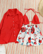 Conjunto Praia Shortinho + Kimono Estampado Resort