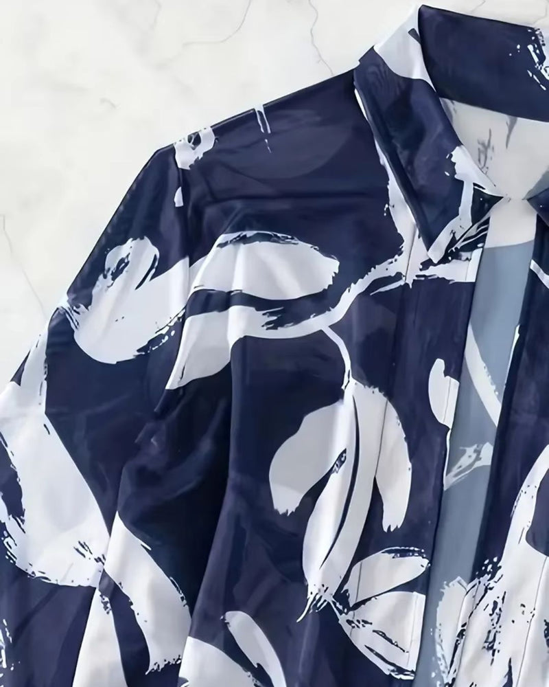 Biquíni + Saída de Praia Com Kimono Estampado Floral