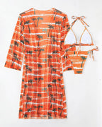 Biquíni + Saída de Praia Com Kimono Estampado Tropical