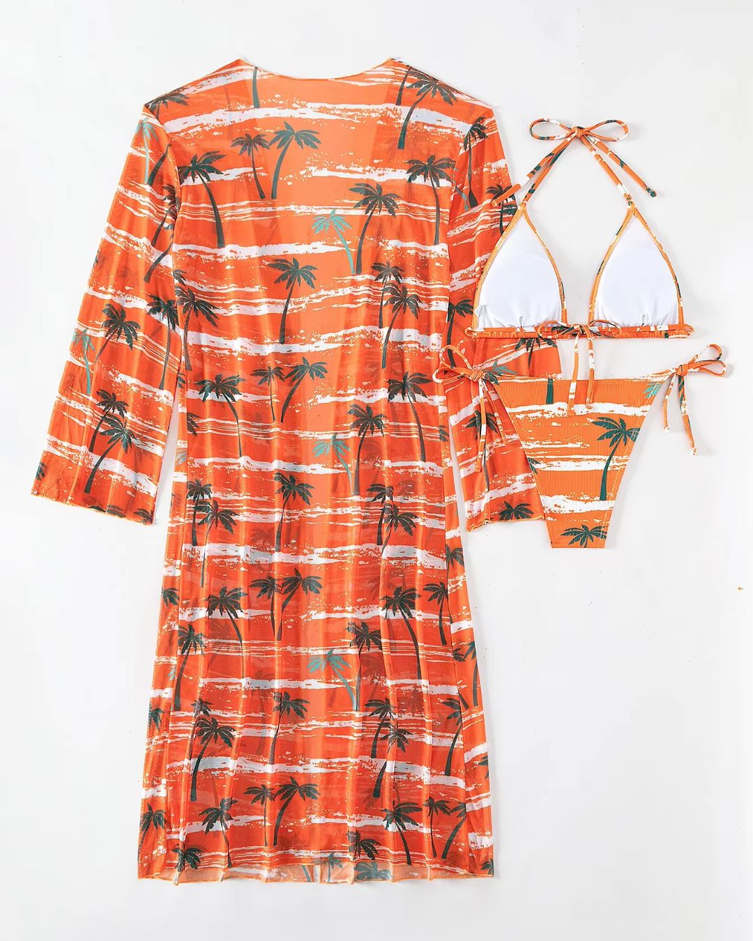 Biquíni + Saída de Praia Com Kimono Estampado Tropical