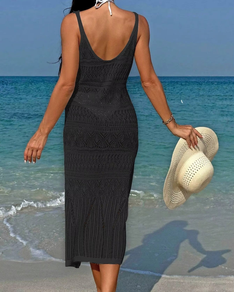 Saída de Praia Vestido Em Crochê Com Franjas Resort