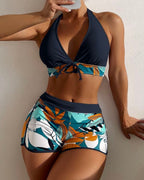 Biquíni Com Short Praia Tropical Com Amarração
