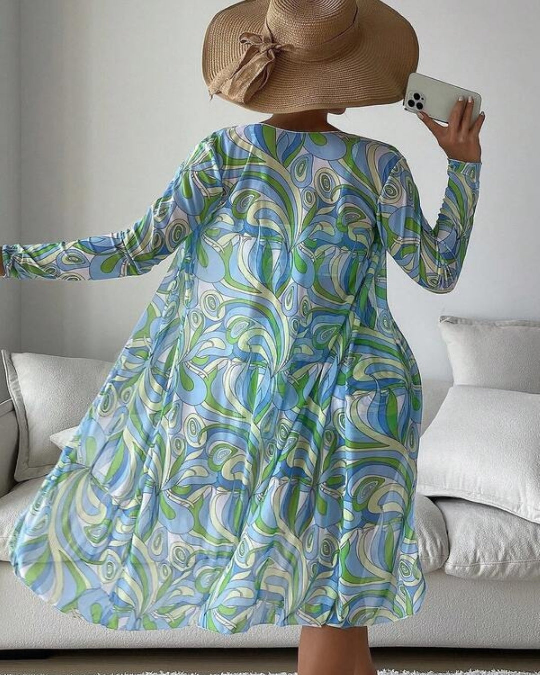 Biquíni + Saída de Praia Estampado Estilo Resort Retrô