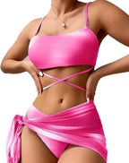 Biquíni + Saída Pareô Com Top Cropped E Tiras Na Cintura