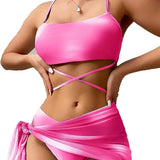 Biquíni + Saída Pareô Com Top Cropped E Tiras Na Cintura
