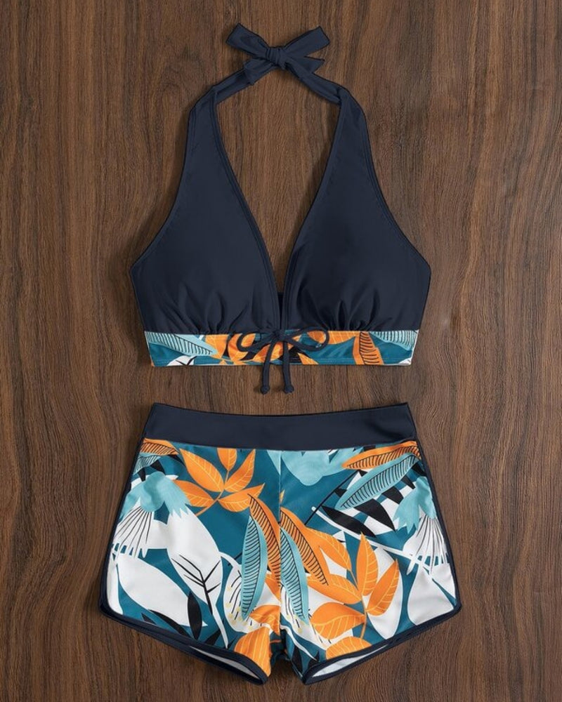 Biquíni Com Short Praia Tropical Com Amarração