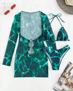 Biquíni Cortininha + Vestido Transparente E Argolas