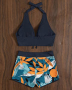 Biquíni Com Short Praia Tropical Com Amarração