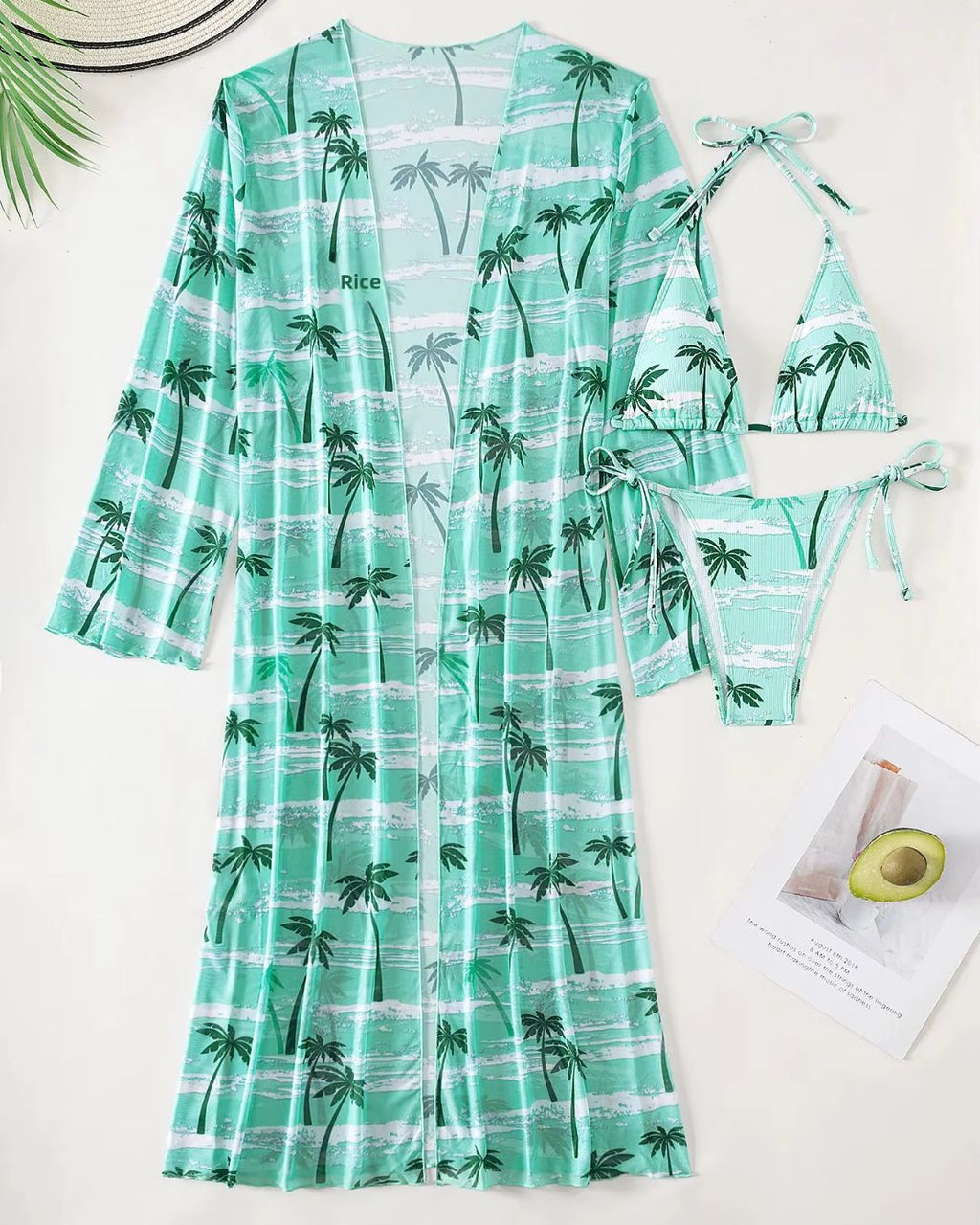 Biquíni + Saída de Praia Com Kimono Estampado Tropical