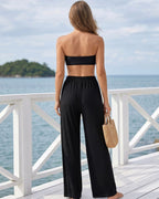 Biquíni Tomara Que Caia + Calça Pantalona Texturizada