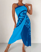 Saída de Praia Pareô Estampada Com Amarração Estilo Resort