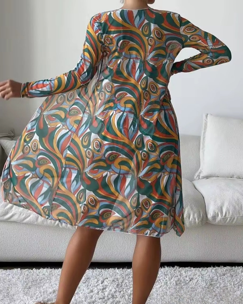 Biquíni + Saída de Praia Estampado Estilo Resort Retrô